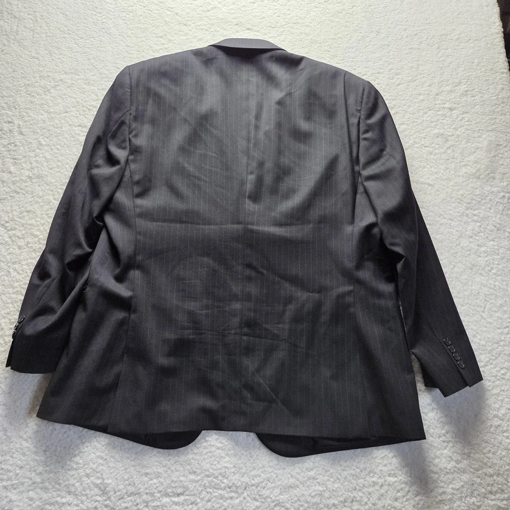 Jos A Bank Suit Jacket Mens 48R Gray Wool Pinstripe Tailored Fit Travelers
